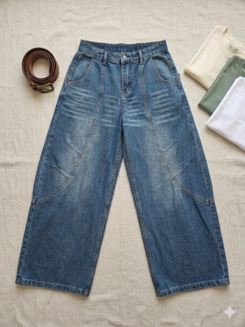 Wide Leg Womens Blue Denim Jeans